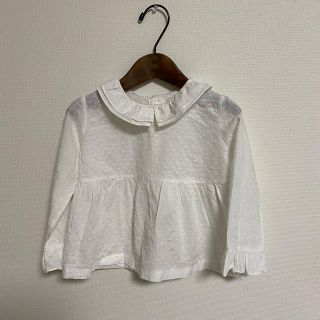 キャラメルベビー&チャイルド(Caramel baby&child )の美品　ハンドメイド　白ブラウス　100cm(ブラウス)