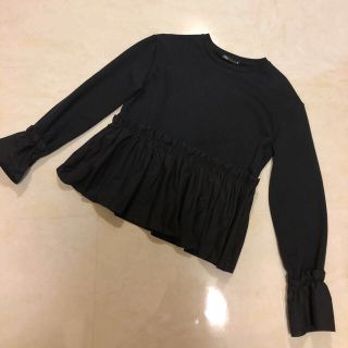 ザラ(ZARA)のZARA 異素材ペプラムカットソー　未使用タグ付き‼️(カットソー(長袖/七分))