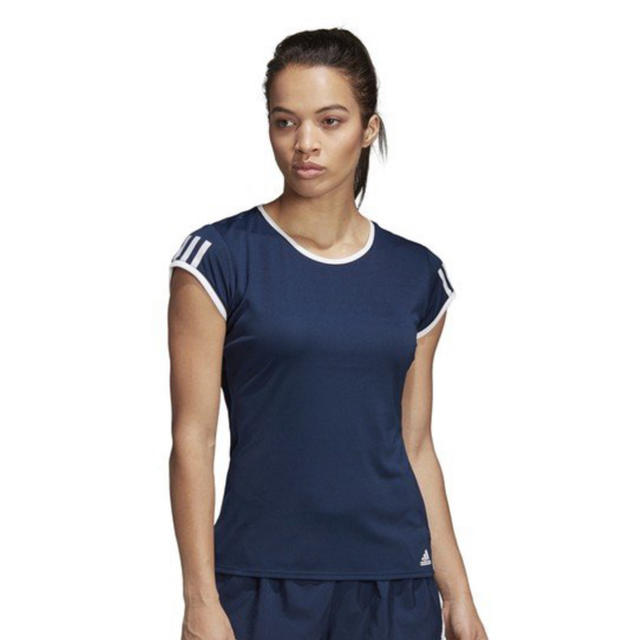 adidas(アディダス)のアディダス　レディース  テニスTシャツ　3 ストライプ　Lサイズ　ネイビー スポーツ/アウトドアのテニス(ウェア)の商品写真