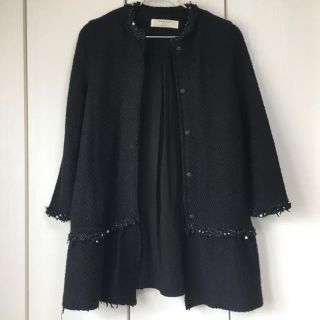 ザラ(ZARA)の ZARA /ザラ ペプラムフリンジビジューコート(ニットコート)