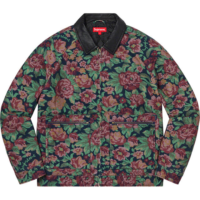 Supreme - XL Supreme Leather Collar Work Jacket 花柄の通販 by ART ...