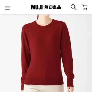 ムジルシリョウヒン(MUJI (無印良品))の無印良品　ヤク混ウールクルーネックセーター　L レッド　レディース(ニット/セーター)