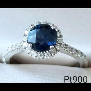 【美品】Pt900 ブルーサファイア1.06ct ダイヤモンド0.40ctリング(リング(指輪))