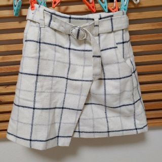 ショートパンツ キュロット チェック　ホワイト(キュロット)