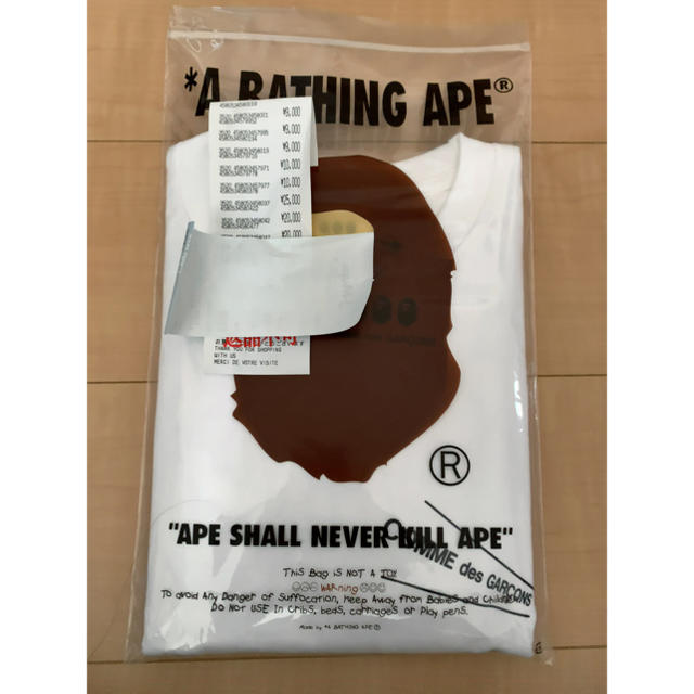 A BATHING APE(アベイシングエイプ)のサイズXL BAPE コムデギャルソン　ホワイト　大阪限定 メンズのトップス(Tシャツ/カットソー(半袖/袖なし))の商品写真