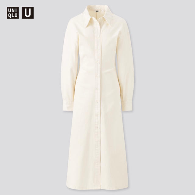 UNIQLO(ユニクロ)のユニクロU ロングシャツワンピース　白 レディースのワンピース(ロングワンピース/マキシワンピース)の商品写真