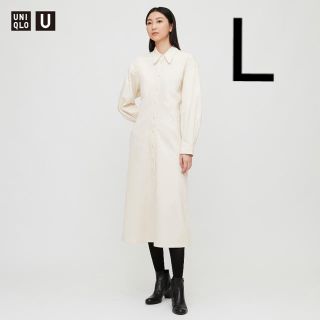 ユニクロ(UNIQLO)のユニクロU ロングシャツワンピース　白(ロングワンピース/マキシワンピース)