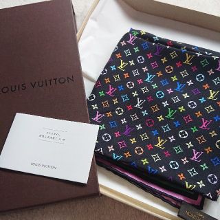 ルイヴィトン(LOUIS VUITTON)の【希少品】ルイ・ヴィトン 大判スカーフ マルチカラー 村上隆 マークジェイコブス(バンダナ/スカーフ)