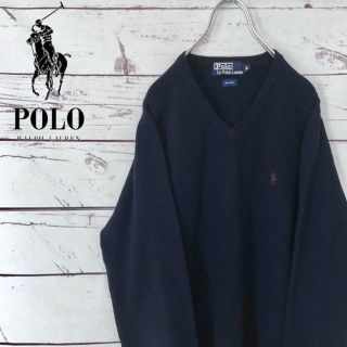 ポロラルフローレン(POLO RALPH LAUREN)の90s ポロラルフローレン　アクティ21製　100％ウール　Vネックプルオーバー(ニット/セーター)