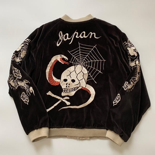 ヴィンテージ レトロ 90年代 スカジャン スーベニアジャケット スカル 蜘蛛