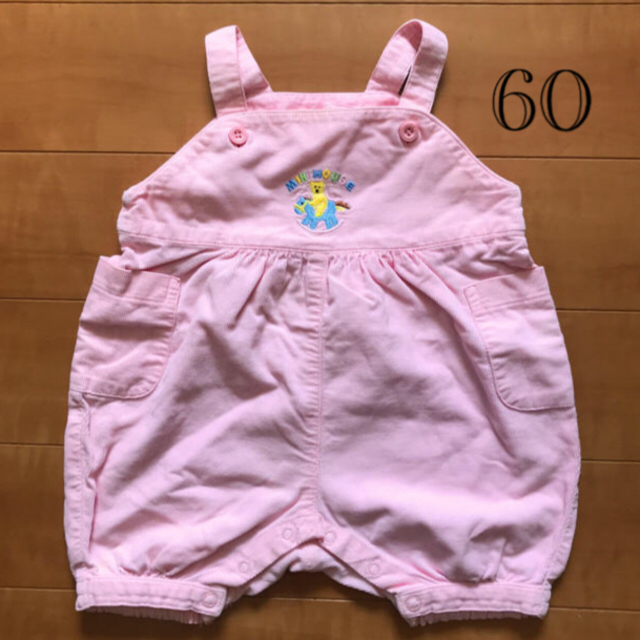 mikihouse(ミキハウス)のミキハウス 60 ロンパース ピンク コーデュロイ キッズ/ベビー/マタニティのベビー服(~85cm)(ロンパース)の商品写真
