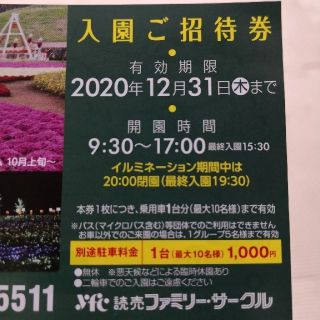 東京ドイツ村　入園ご招待券　有効期限2020年12月31日(遊園地/テーマパーク)