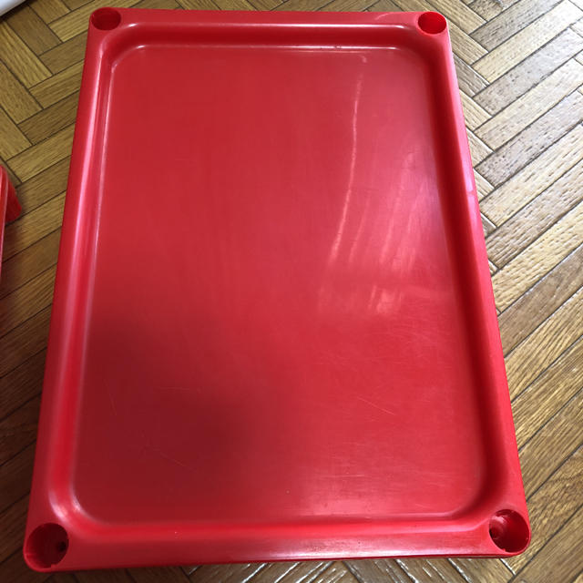 昭和　レトロポップ　プラスチックワゴン　赤　五段