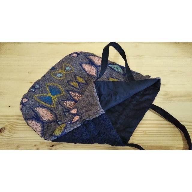 mina perhonen(ミナペルホネン)のミナペルホネン ミニ巾着バッグ パッチ&skyflower ハンドメイドのファッション小物(バッグ)の商品写真