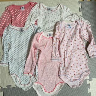 プチバトー(PETIT BATEAU)のプチバトー　長袖ロンパース5枚セット(ロンパース)