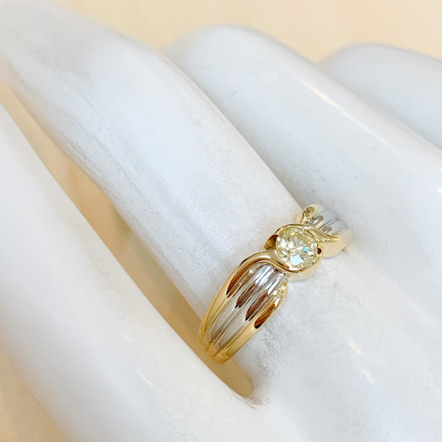 ✨一粒✨0.25ct❣️ダイヤモンド ダイヤ K18 Pt900 リング 指輪 レディースのアクセサリー(リング(指輪))の商品写真