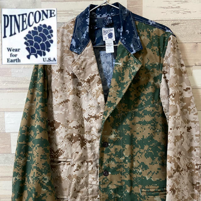 【pinecone】クレイジーパターンデジタルカモ　ジャケットテーラードジャケット