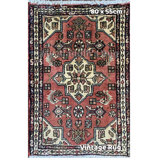 ルードバー産 ペルシャ絨毯 80×55cm ラグ