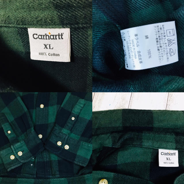 carhartt(カーハート)のカーハート　シャツ　ネルシャツ　チェック　緑　大きめ　ＸＬ メンズのトップス(シャツ)の商品写真