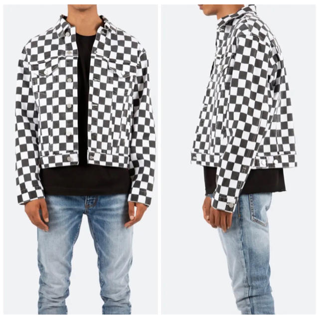 FEAR OF GOD(フィアオブゴッド)の【新作】mnml CHECKER TRUCKER Black/White メンズのジャケット/アウター(Gジャン/デニムジャケット)の商品写真