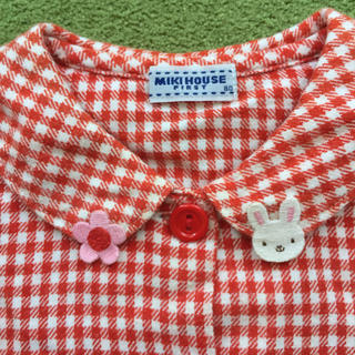 ミキハウス(mikihouse)のミキハウス 赤 ギンガムチェック シャツ 80(シャツ/カットソー)