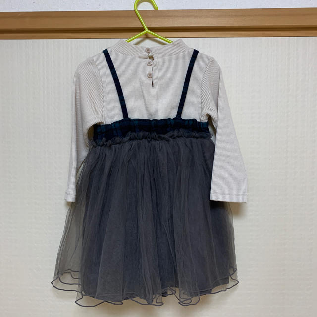 petit main(プティマイン)の【petit main】胸元切り替えチュールワンピース　100cm キッズ/ベビー/マタニティのキッズ服女の子用(90cm~)(ワンピース)の商品写真