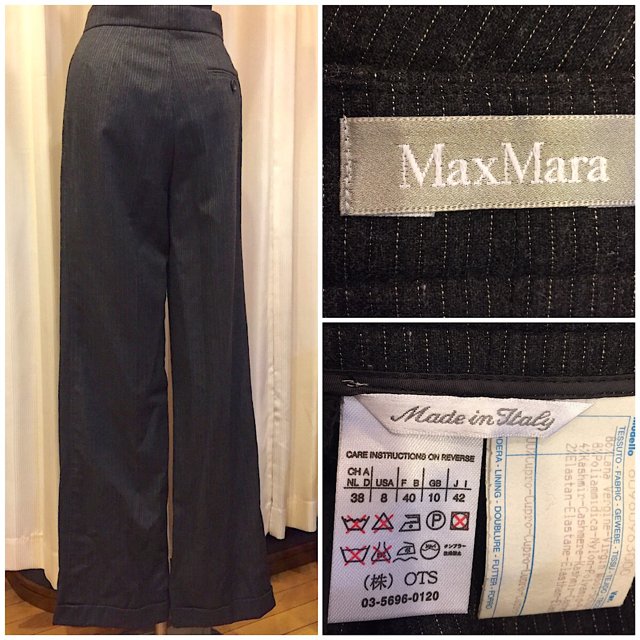 Max Mara(マックスマーラ)のMaxMara マックスマーラ ウール パンツ スラックス ストライプ グレー レディースのパンツ(その他)の商品写真