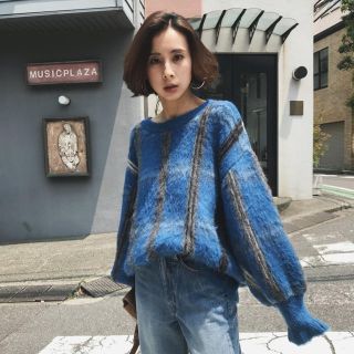 アメリヴィンテージ(Ameri VINTAGE)のMOHAIR STRANGE CHECK KNIT(ニット/セーター)