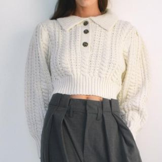 ザラ(ZARA)のZARA 今期大人気　ニット　襟付き　ボタン付き(ニット/セーター)