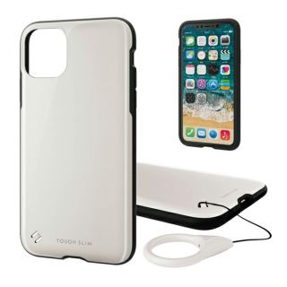 エレコム(ELECOM)のiPhone11ProMax用タフスリム2ケース ストラップ付き ホワイト(iPhoneケース)