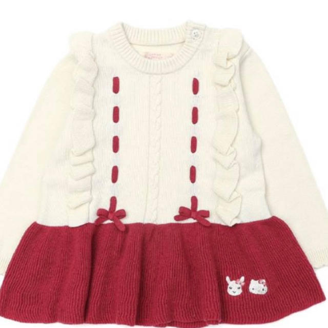 coeur a coeur(クーラクール)のクーラクール キティコラボ セーター　95 キッズ/ベビー/マタニティのキッズ服女の子用(90cm~)(Tシャツ/カットソー)の商品写真