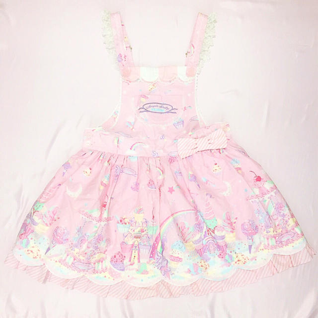 Angelic Pretty(アンジェリックプリティー)のMilky Planet柄サロペット レディースのワンピース(ミニワンピース)の商品写真