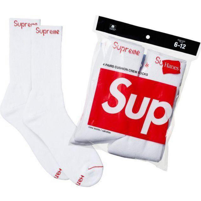 Supreme Hanes Crew Socks 4 Pack 黒白セット