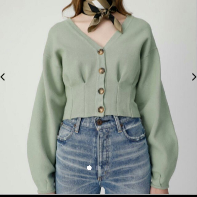 moussy(マウジー)のmoussy vネックショートカーディガンライトグリーン レディースのトップス(カーディガン)の商品写真