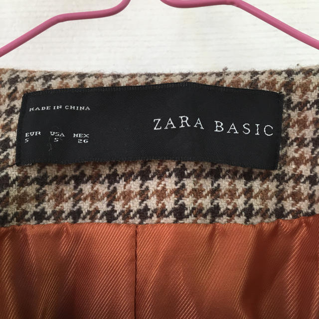 ZARA(ザラ)のザラ チェック柄コート レディースのジャケット/アウター(ノーカラージャケット)の商品写真