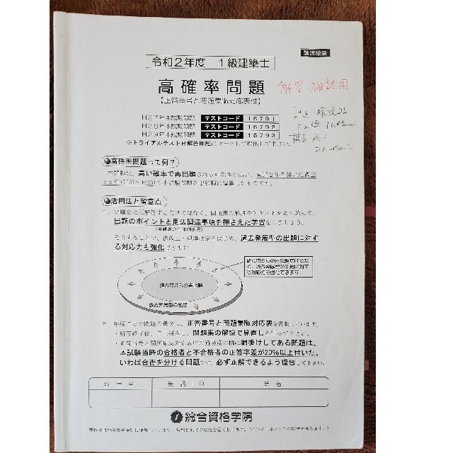 一級建築士試験学科試験　高確率問題、実力テスト、最終確認テスト エンタメ/ホビーの本(資格/検定)の商品写真