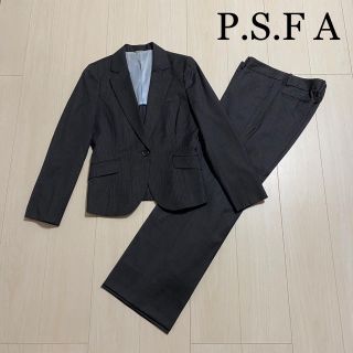 P.S FA  グレー　ストライプ　パンツスーツ(スーツ)