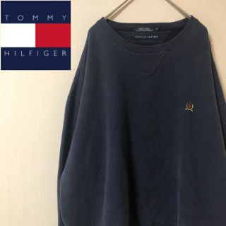 トミーヒルフィガー(TOMMY HILFIGER)の【古着女子必見！】トミーヒルフィガー 胸元刺繍エンブレム スウェット XLサイズ(トレーナー/スウェット)