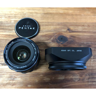 ペンタックス(PENTAX)の美品 TAKUMAR 28mm F3.5 前後CAP 角型フード付　タクマー(レンズ(単焦点))