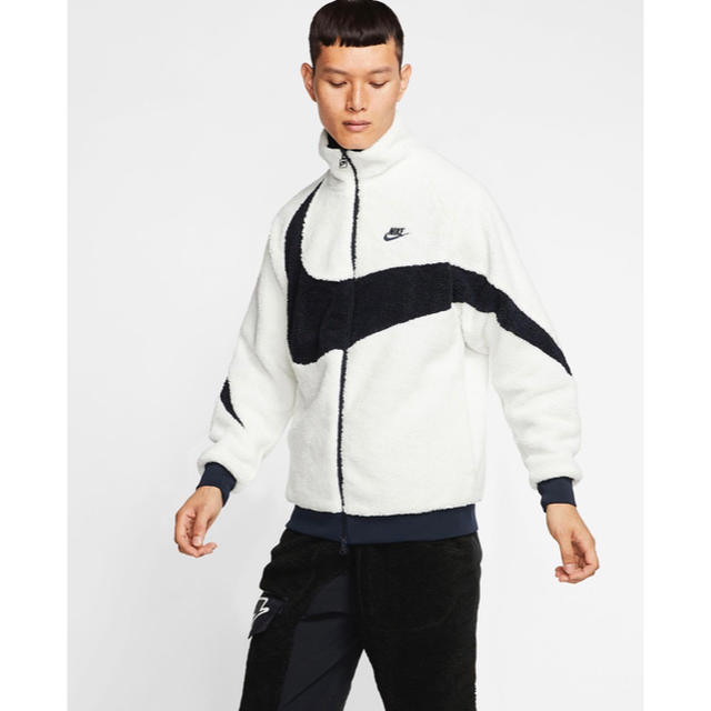 NIKE big swoosh boa jacket 白 黒 white XL - ブルゾン