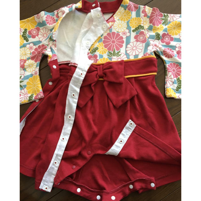 80cm 袴ロンパース　女の子 キッズ/ベビー/マタニティのベビー服(~85cm)(和服/着物)の商品写真