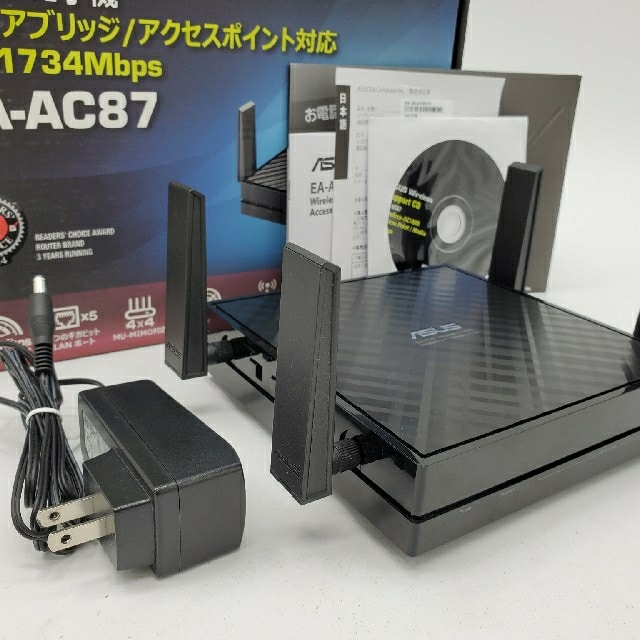 ASUS(エイスース)のASUS EA-AC87 11ac無線アクセスポイント 2台セット スマホ/家電/カメラのPC/タブレット(PC周辺機器)の商品写真