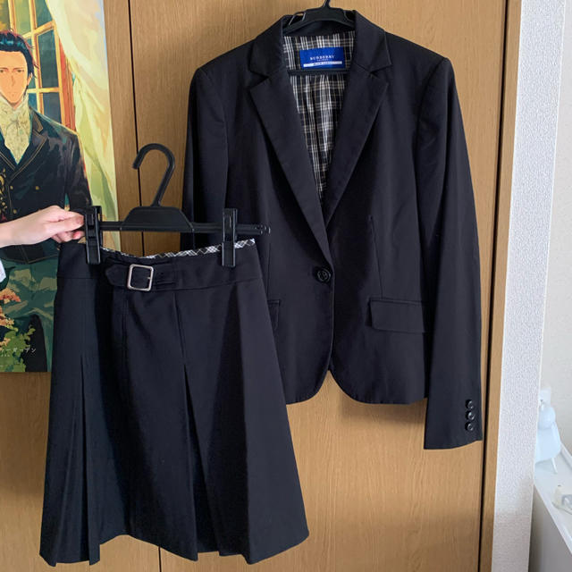バーバリー ウールセットアップスーツ 13号サイズ 黒 ジャケット スカート-