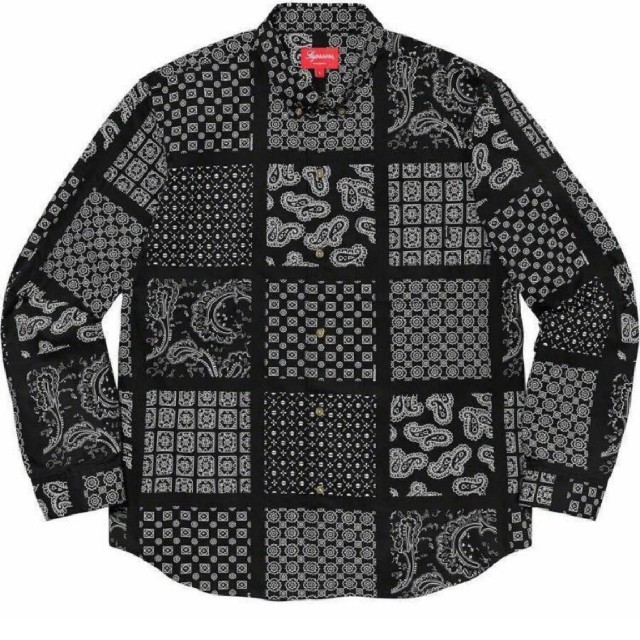 supreme paisley grid shirt black Large