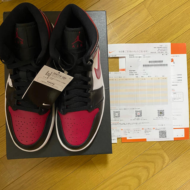 NIKE(ナイキ)の新品 AIR JORDAN 1 MID BLACK RED WHITE 28 メンズの靴/シューズ(スニーカー)の商品写真