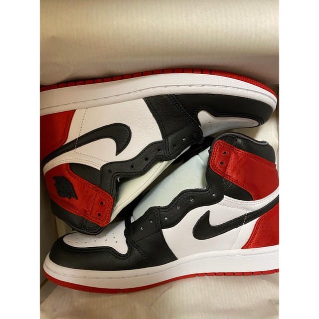 Nike air jordan 1 satin black toe 24.5靴/シューズ