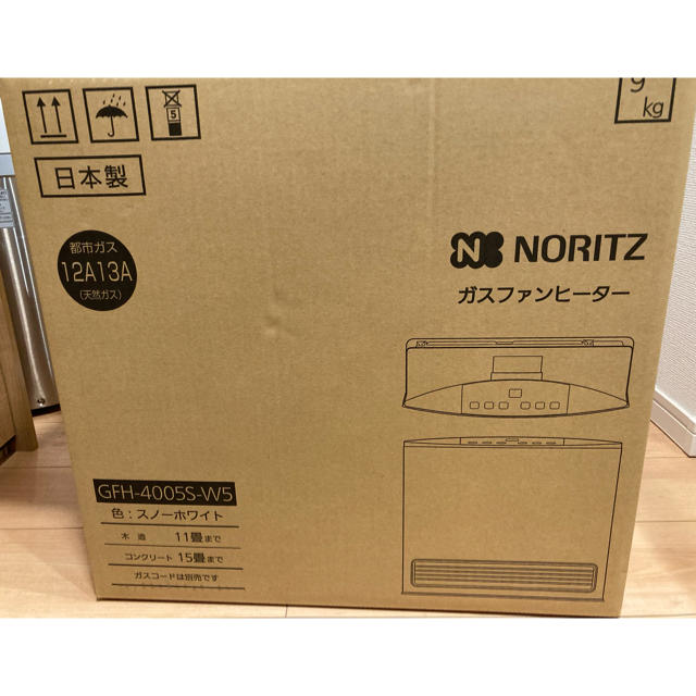 NORITZ(ノーリツ)のノーリツ　ガスファンヒーター　新品未使用　GFH-4005S-W5 スマホ/家電/カメラの冷暖房/空調(ファンヒーター)の商品写真