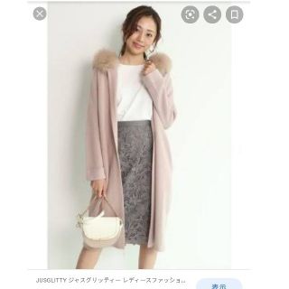 JUSGLITTY コーディガン ロングカーディガン フード付き ファー付き