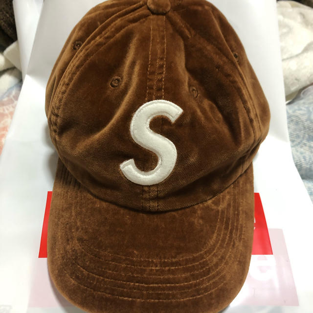 supreme 20aw Velvet S Logo 6-Panel 茶