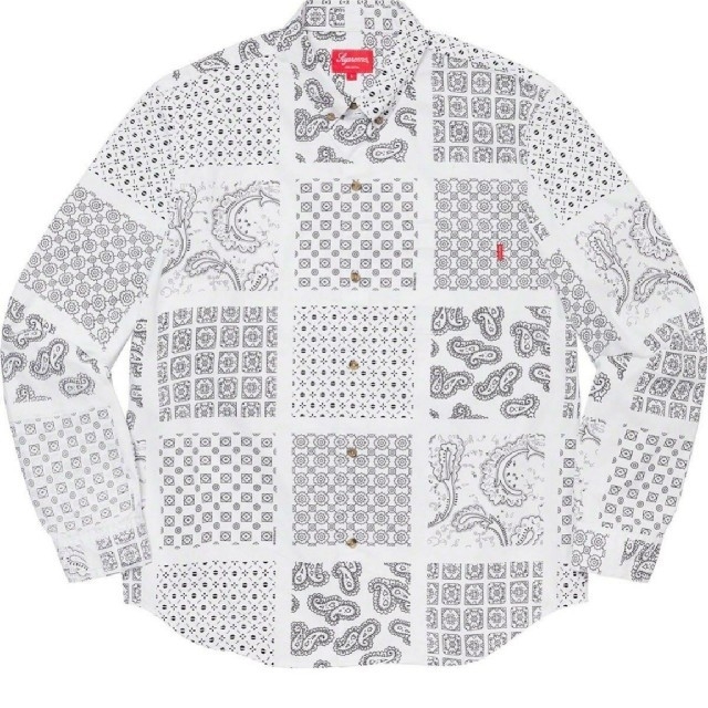 メンズSupreme Paisley Grid Shirt white Large - シャツ